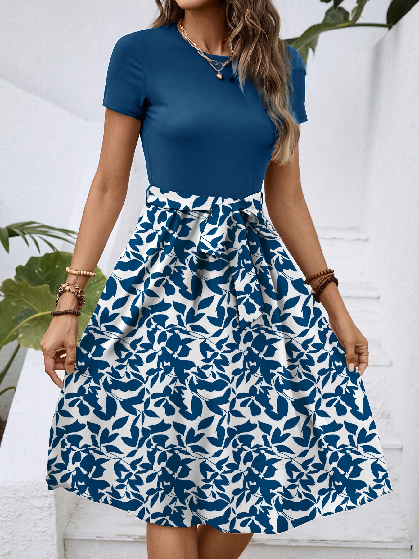 Women’s Floral Print Tunic Midi Dress