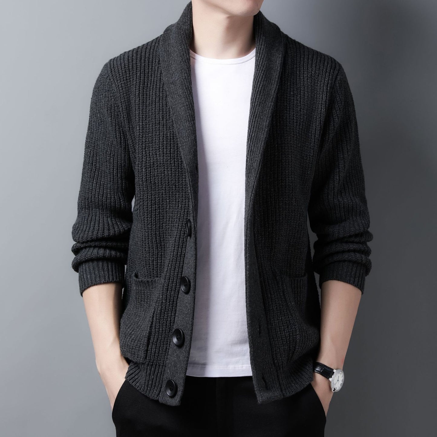 Men’s Korean Style Knit Cardigan Jacket