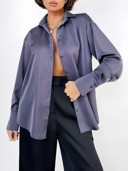 Women’s Satin Elegant Long Sleeve Shirt