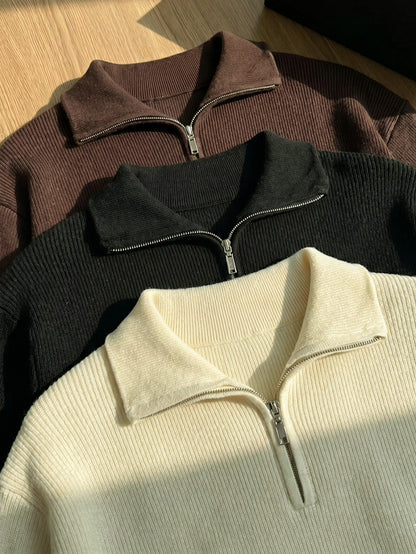 Men’s Half-Zip Stand Collar Knit Sweater