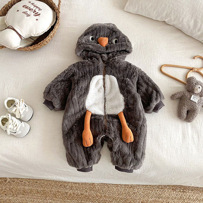 Baby Winter Cartoon Hooded Jumpsuit