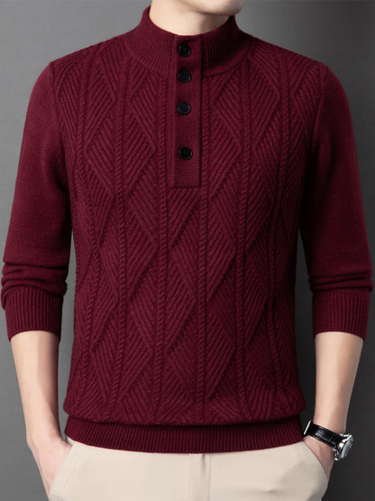 Men’s Jacquard Stand Collar Knit Sweater