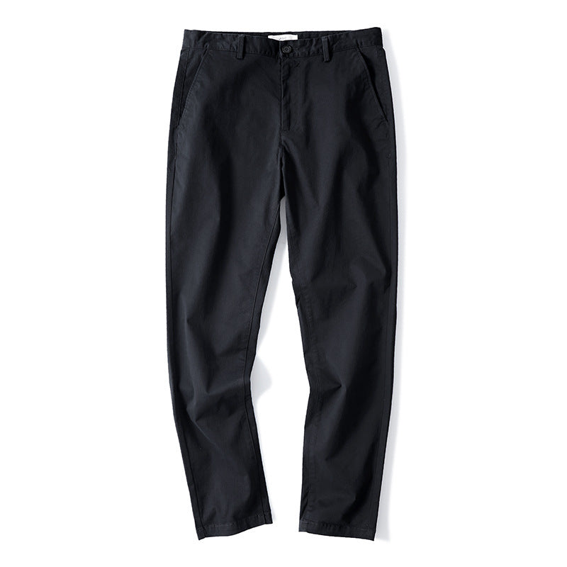 Men’s Cotton Stretch Straight-Leg Casual Trousers