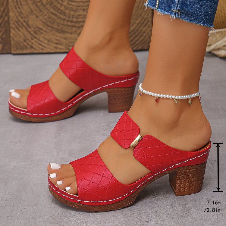 Women’s Open-Toe Block Heel Slippers