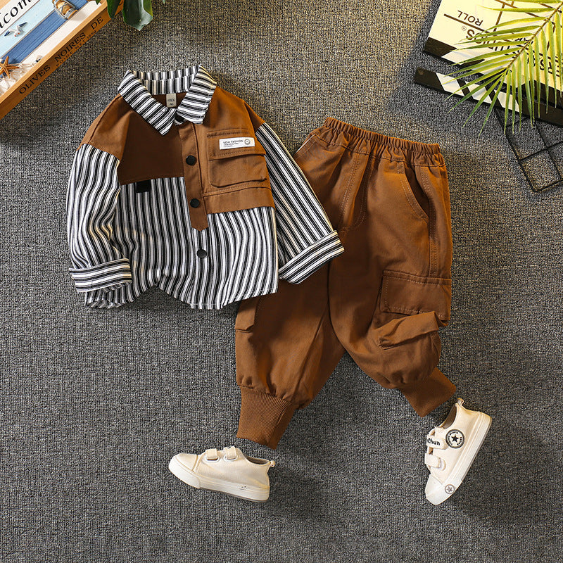 Boys’ Shirt & Cargo Pants Outfit Set