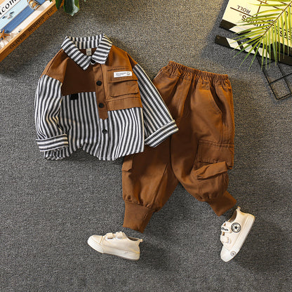 Boys’ Shirt & Cargo Pants Outfit Set