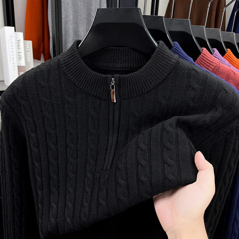 Men’s Wool Blend Jacquard Half-Zip Sweater