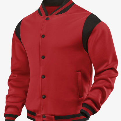 Men’s Stand Collar Fleece Baseball Jacket