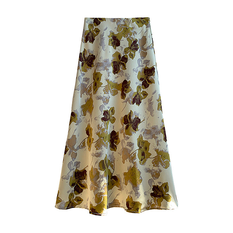 Women’s Acetate Satin Green Midi Mermaid Skirt