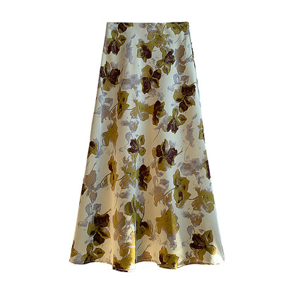 Women’s Acetate Satin Green Midi Mermaid Skirt