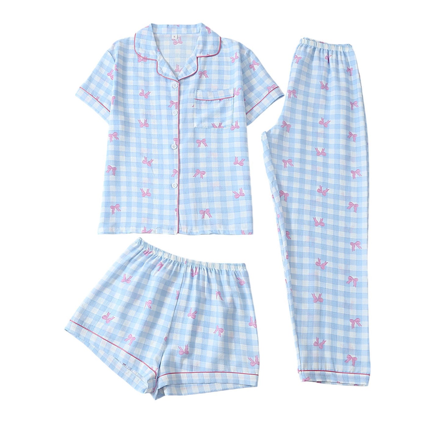Women’s Bubble Wrinkle Short Sleeve Pajama Set