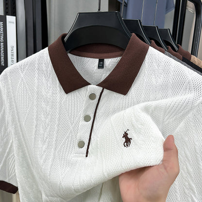 Men’s Jacquard Embroidered Knitted Polo Shirt
