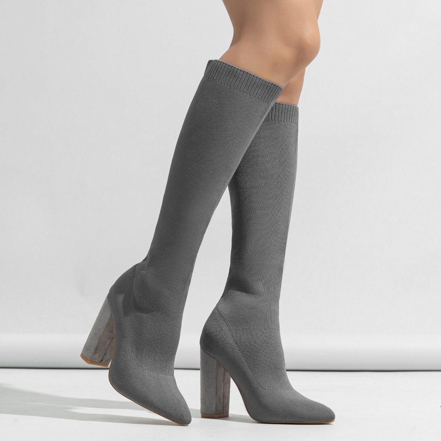 Women’s Stretch Knee-High Thick Heel Boots