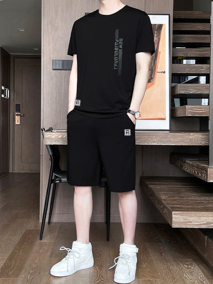 Men’s Ice Silk Short Sleeve & Shorts Sports Set