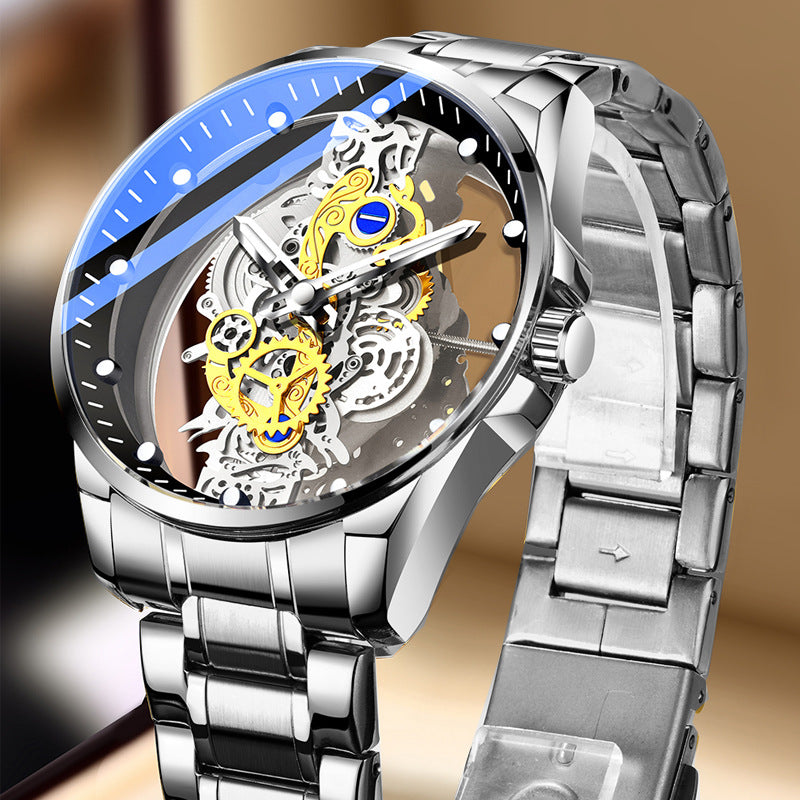 Men’s Skeleton-Style Waterproof Quartz Watch