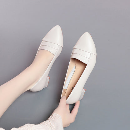 Women’s Soft Leather Block Heel Work Shoes