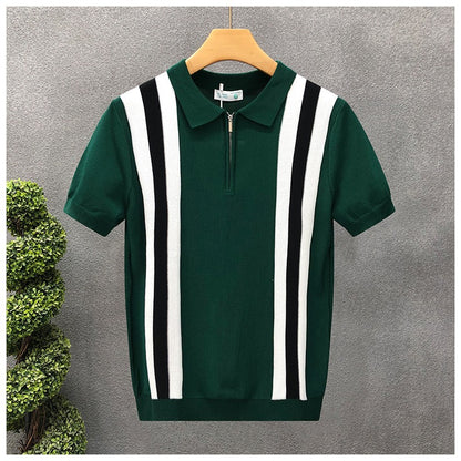 Men’s Contrast Collar Knitted Polo Shirt