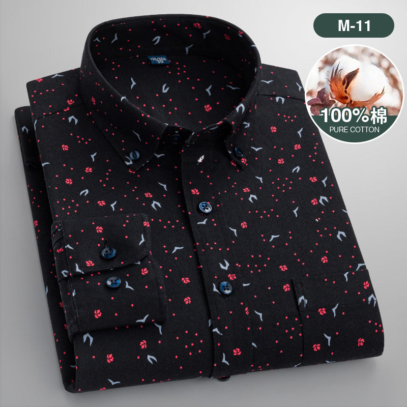 Men’s Cotton Floral Print Long Sleeve Shirt