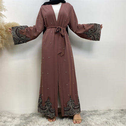 Women’s Embroidered Beaded Long Cardigan Robe