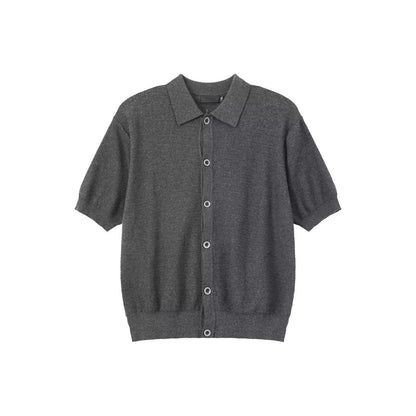 Men’s Old Money Vintage Knit Cardigan Polo Shirt