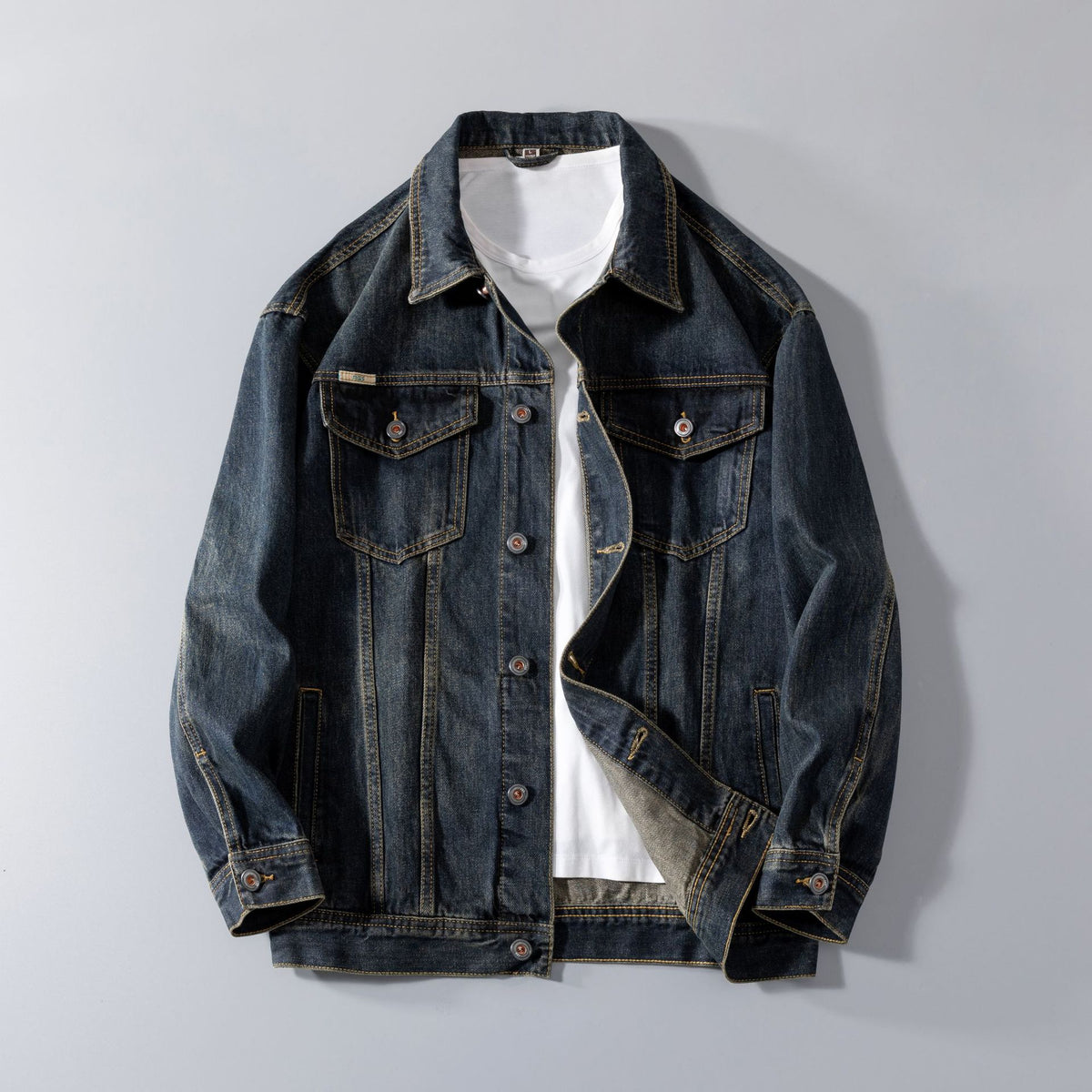 Men’s Plus Size Heavyweight Retro Denim Jacket