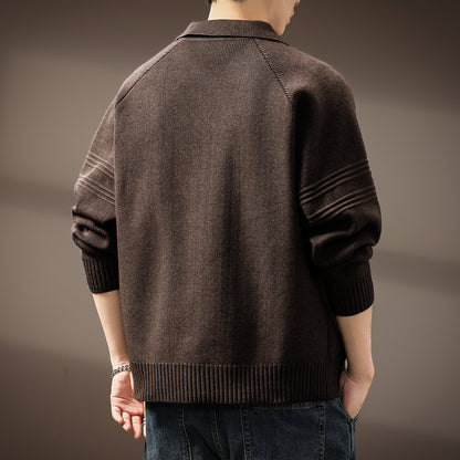 Men’s Old Money Lapel Knit Cardigan