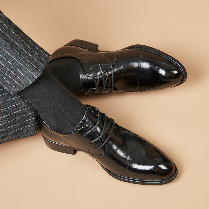 Men’s Genuine Leather Pointed Toe Derby Shoes