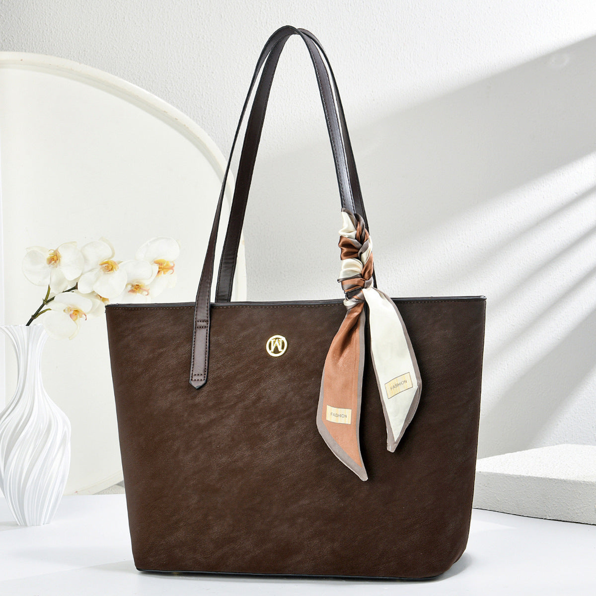 Women’s Scarf Accent Tote Shoulder Bag