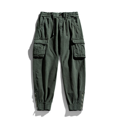Men’s Japanese-Style Washed Cotton Cargo Pants