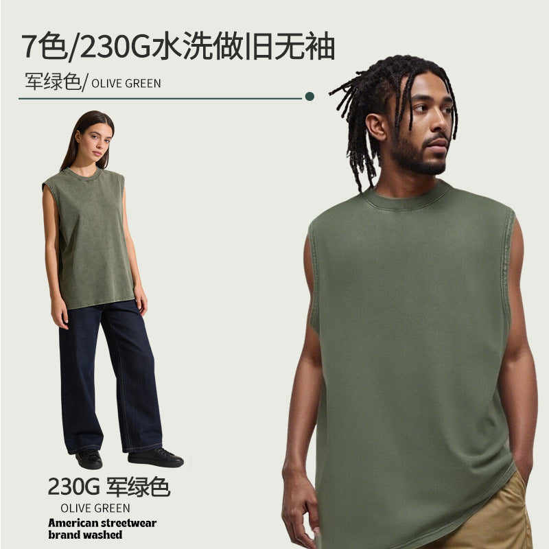 Men’s Washed Sleeveless Cotton Tank Top