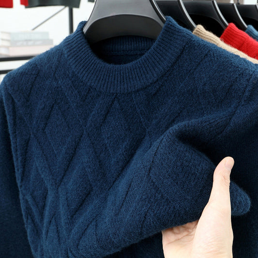 Men’s Warm Half-Turtleneck Knit Sweater