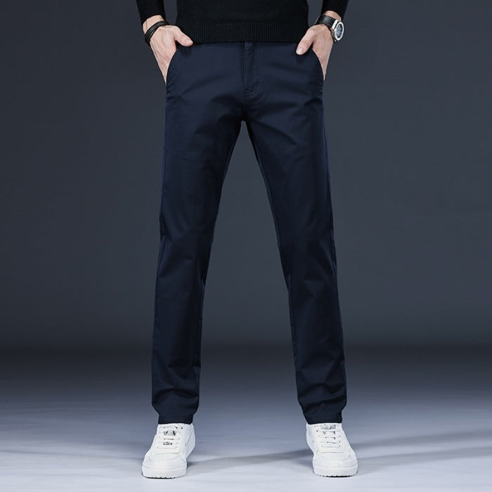 Men’s Light Luxury Cotton Loose Straight-Leg Pants