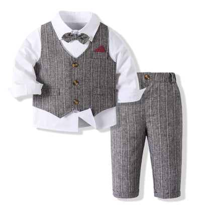 Boys’ Spring & Autumn Shirt Vest Pants Set