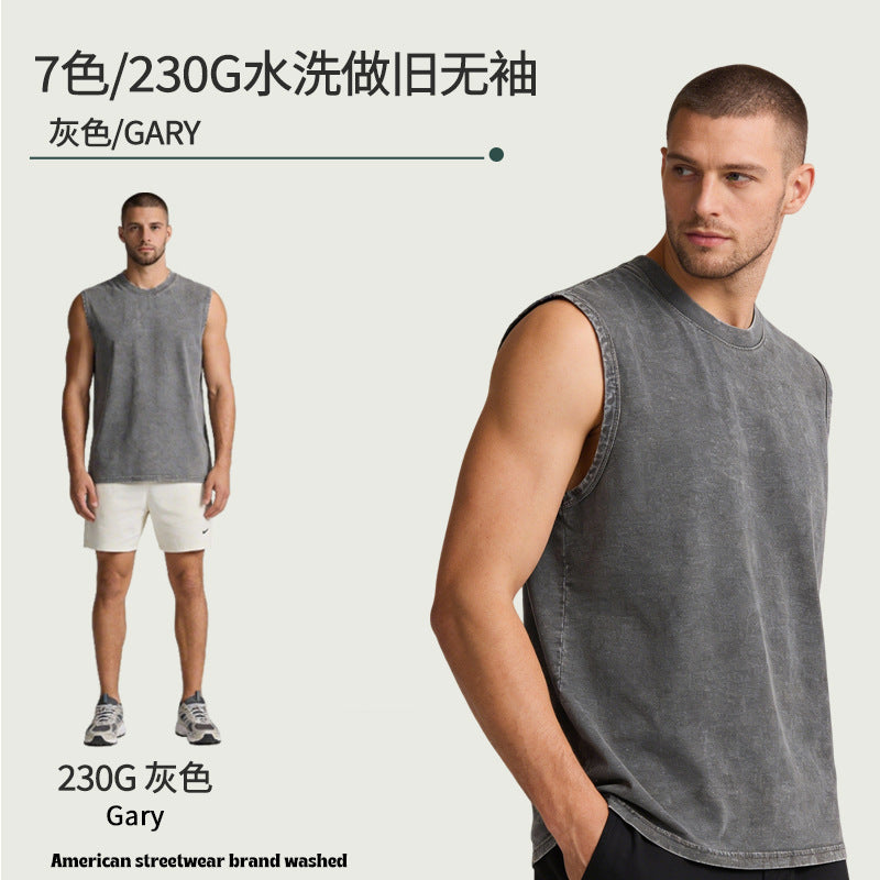 Men’s Washed Sleeveless Cotton Tank Top