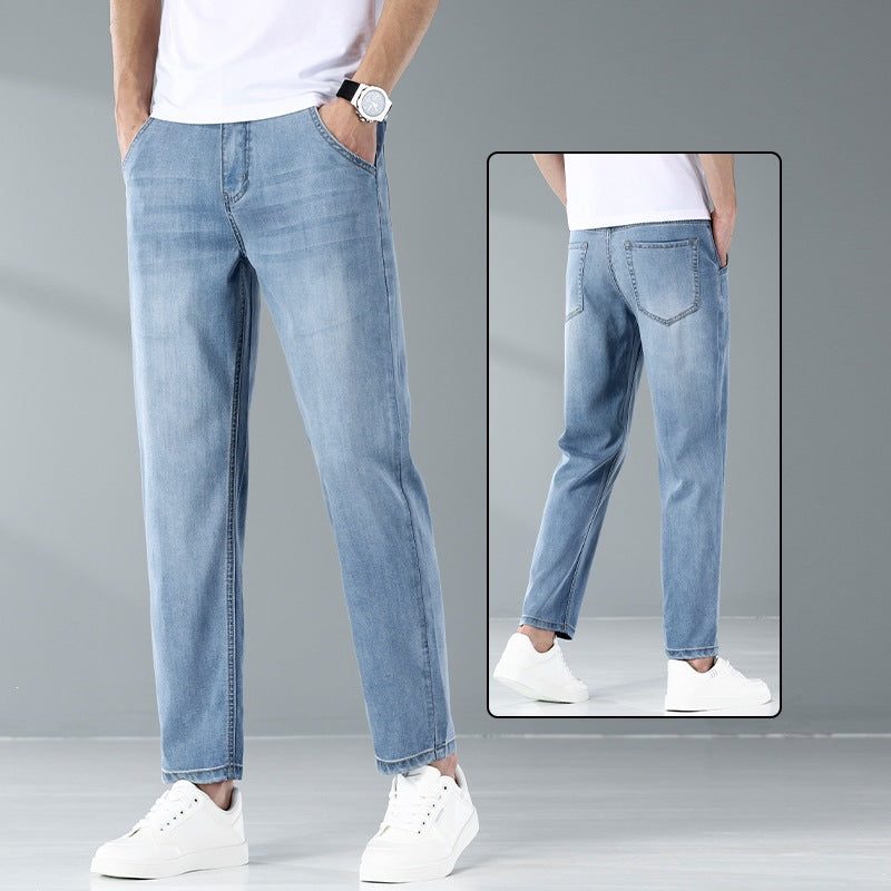 Men’s Lyocell Tencel Cropped Straight Jeans