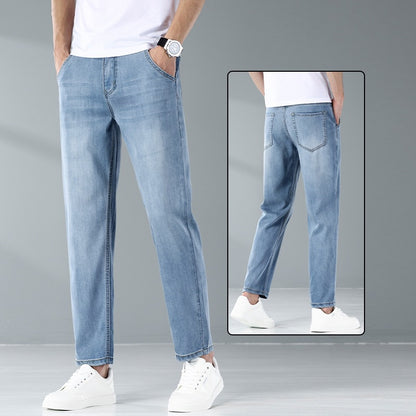 Men’s Lyocell Tencel Cropped Straight Jeans