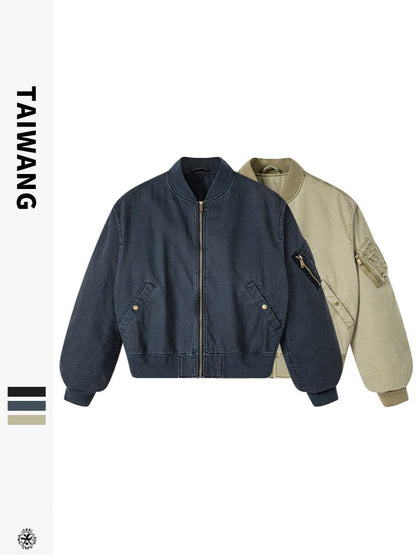 Men’s Loose Drop-Shoulder Lapel Flight Jacket
