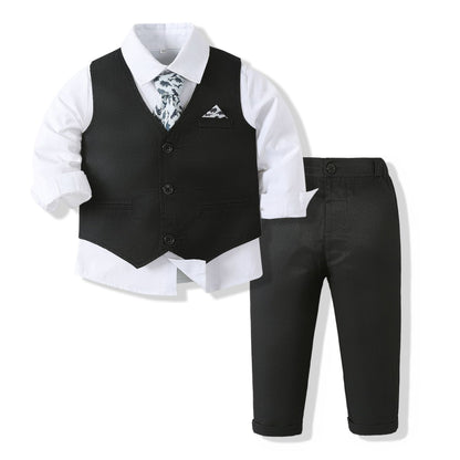 Boys’ Spring & Autumn Shirt Vest Pants Set