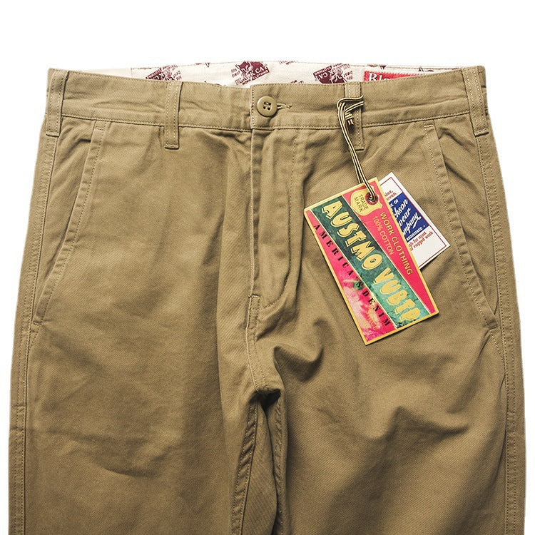 Men’s Retro Washed Twill Straight-Leg Chino Pants