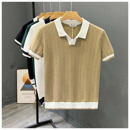 Men’s Contrast Collar Knitted Polo Shirt