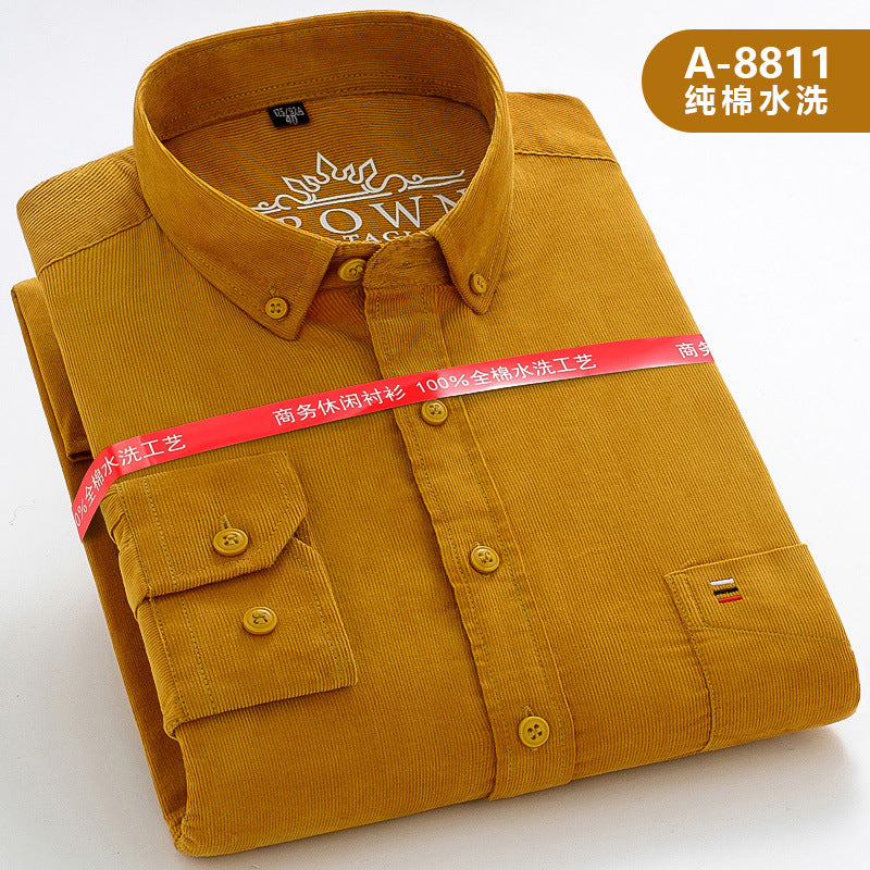 Men’s 100% Cotton Corduroy Long Sleeve Shirt
