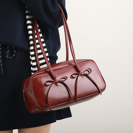 Women’s Bow Accent Bowling Shoulder Bag