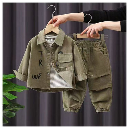 Boys’ Korean Style Corduroy Two-Piece Set