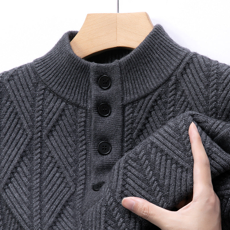 Men’s Jacquard Stand Collar Knit Sweater