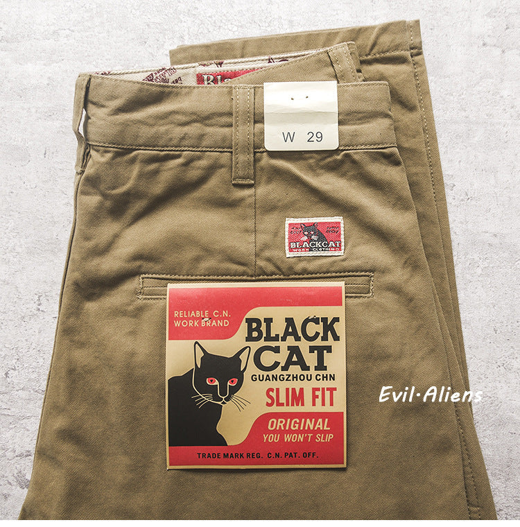 Men’s Retro Washed Twill Straight-Leg Chino Pants