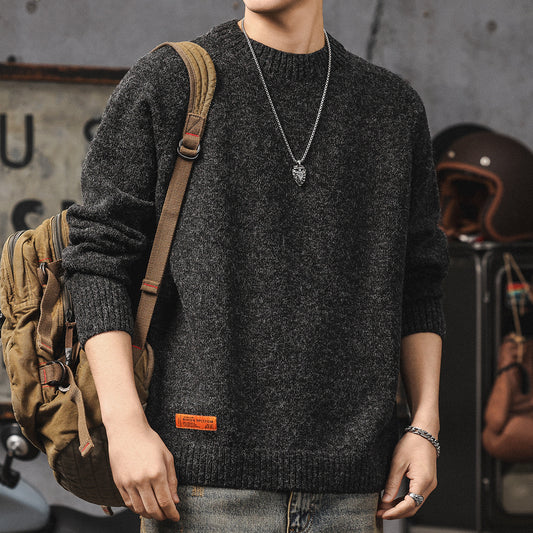 Men’s Retro Oversized Crewneck Knit Sweater