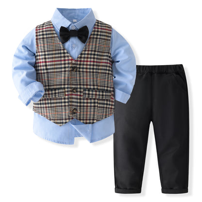 Boys’ Spring & Autumn Shirt Vest Pants Set