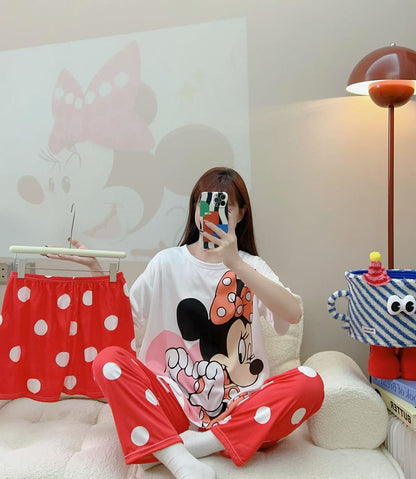 Women’s Double-Sided Milk Silk Cartoon Pajama Set (3-Piece)