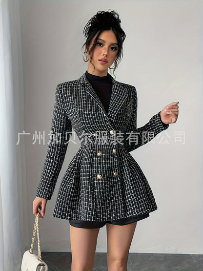 Women’s Chanel Style Wool Double-Breasted Jacket Dress