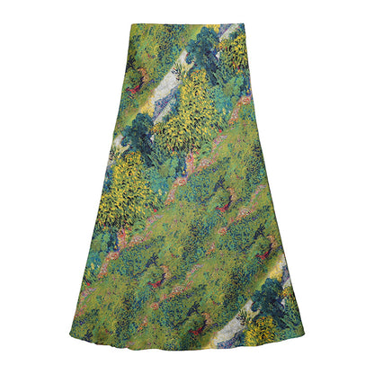 Women’s Acetate Satin Green Midi Mermaid Skirt